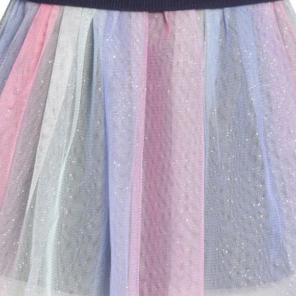 NEW TRULY ME Kid Navy Rainbow Sequin Star Glitter Tulle Sweater & Tank Dress Set - Picture 7 of 7